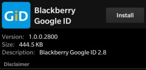 Install Blackberry Google ID